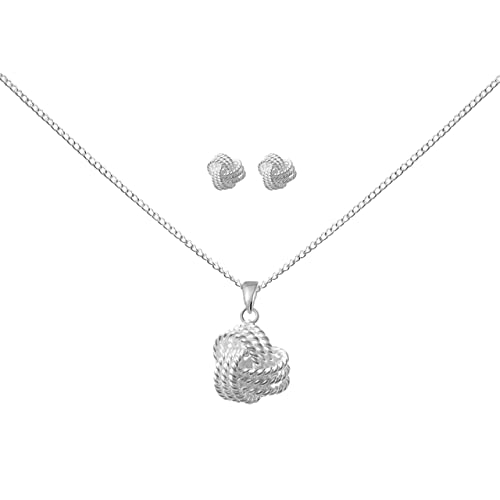 FRIEDA + PAUL Knot Knoten Glücksknoten Symbol Damen Frauen Mädchen Halskette Anhänger Ohrstecker 4-tlg. Set 925 Sterling Silber anlaufgeschützt Schmuckbox von FRIEDA PAUL 925 STERLING SILBER