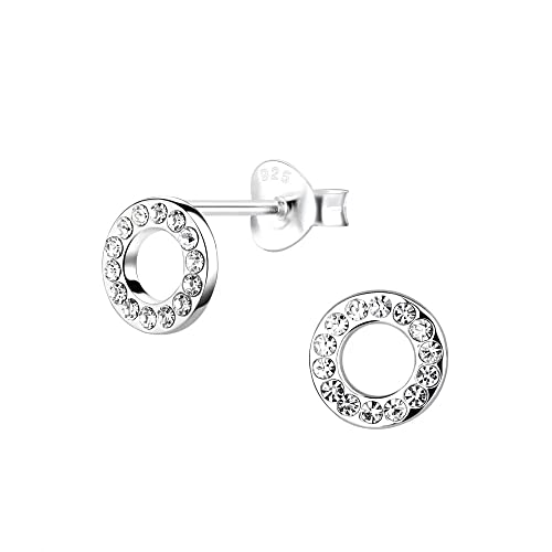 FRIEDA + PAUL Kreis Kristall Geo Basic Damen Frauen Mädchen Ohrstecker Ohrringe 925 Sterling Silber anlaufgeschützt Schmuckbox von FRIEDA PAUL 925 STERLING SILBER