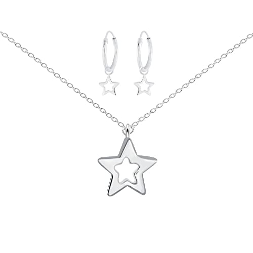 FRIEDA + PAUL Stern Symbol Mädchen Halskette Anhänger Ohrstecker Ohrringe 4-tlg. Set 925 Sterling Silber anlaufgeschützt Schmuckbox von FRIEDA PAUL 925 STERLING SILBER