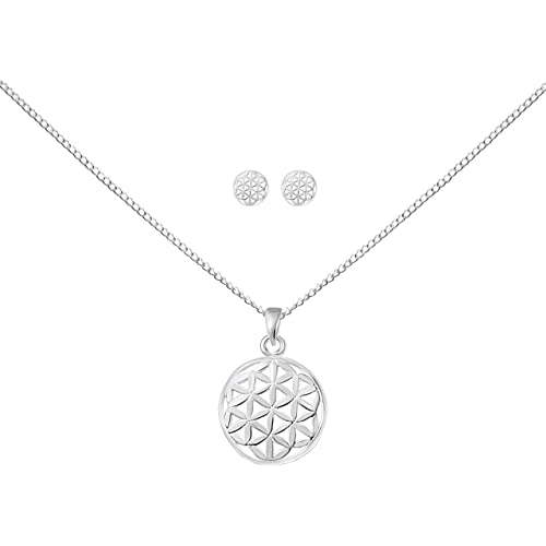 FRIEDA + PAUL Flower of Life Blume des Lebens Lebensblume Damen Frauen Mädchen Halskette Anhänger Ohrstecker 4-tlg. Set 925 Sterling Silber anlaufgeschützt Schmuckbox von FRIEDA PAUL 925 STERLING SILBER