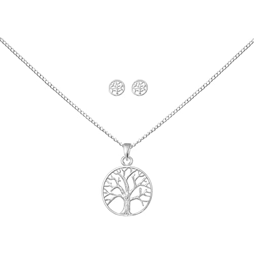 FRIEDA + PAUL Tree of Life Baum des Lebens Lebensbaum Damen Frauen Mädchen Halskette Anhänger Ohrstecker 4-tlg. Set 925 Sterling Silber anlaufgeschützt Schmuckbox von FRIEDA PAUL 925 STERLING SILBER