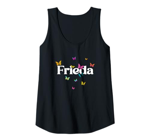 Damen Frieda - Schöner Mädchen Name mit bunten Schmetterlingen Tank Top von FRIEDA Tochter Enkel Geburtstag Geschenkideen
