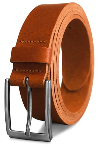 FRIEDRICH HOFFMANN Gürtel Herren schwarz - Ledergürtel Herren - 100% Leder - Anzuggürtel Business Gürtel Jeans - 3,5 cm - Made in Germany (Cognac, 85 cm Bundweite = 100 cm Gesamtlänge) von FRIEDRICH HOFFMANN