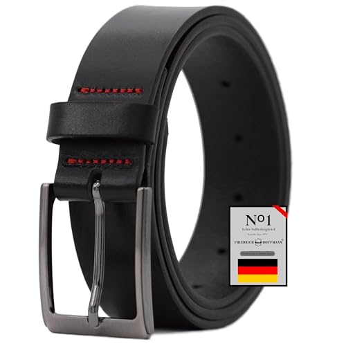 FRIEDRICH HOFFMANN Gürtel Herren schwarz - Ledergürtel Herren aus 100% echtem Leder - Made in Germany - 3,5 cm breit für Business & Jeans (Schwarz, 85 cm Bundweite = 100 cm Gesamtlänge) von FRIEDRICH HOFFMANN