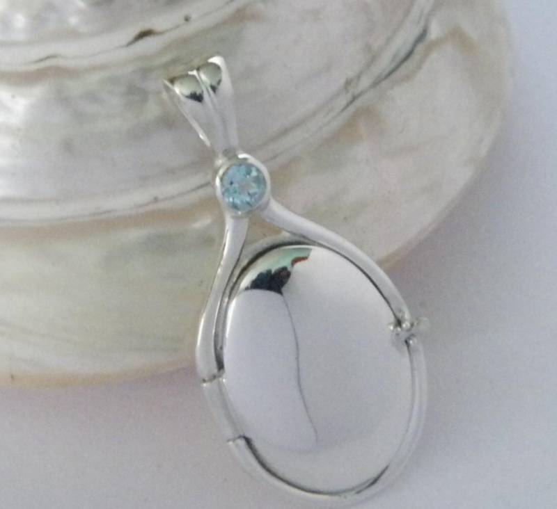 H2O Halskette 925 Sterling Silber 4 Mm Fügen Sie Einfach Wasser Meerjungfrauen Natürliche Sky Blue Topaz Medaillon Anhänger von FRIENDSJEWELRYinc