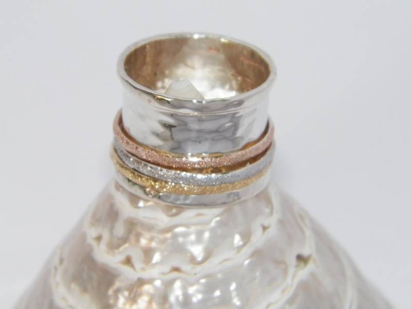 925 Sterling Silber Handgefertigte Triple Band Spinner Ring Vergoldet-Custom Size von FRIENDSJEWELRYinc