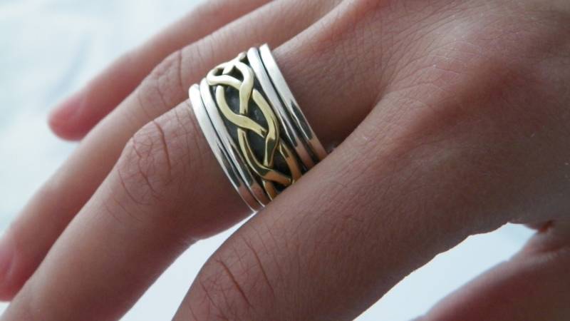 Gehämmerter Geflochtener Spinner.925 Sterling Silber Und Messing Ring Maßanfertigung von FRIENDSJEWELRYinc