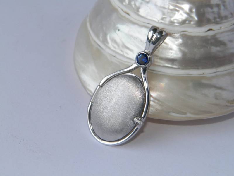 Größere Größe 41 Mm-20 Mm Handgefertigte 925 Sterling Silber 4 Blau Lab Erstellt Korund Saphir Medaillon H2O Just Addwater Mermaids von FRIENDSJEWELRYinc