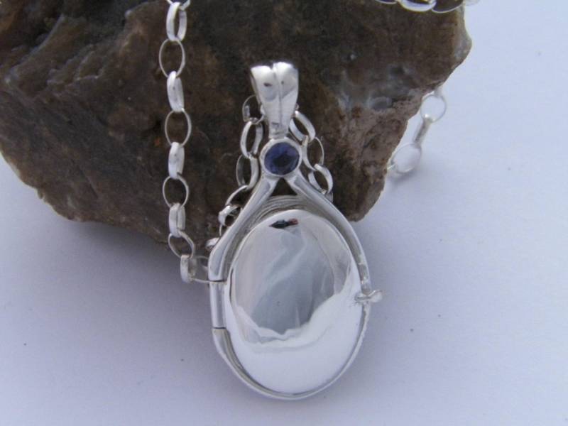 Hand Made in Den Usa 41-20 Mm Solid 925 Sterling Silber 4Mm Natürlich Lolite Medaillon H2O Meerjungfrauen Anhänger von FRIENDSJEWELRYinc