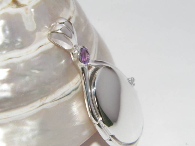 Hand Made in Den Usa 41 Mm-20 Mm Handgefertigt 925 Sterling Silber H2O Just Wasser Meerjungfrauen Anhänger 4 Natürliche Amethyst Medaillon von FRIENDSJEWELRYinc