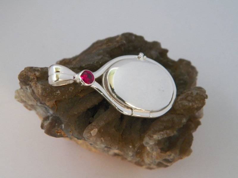 Hand Made in Usa 41 Mm-20 Mm 925 Sterling Silber 4Mm Rot Zirkonia Locket H2O Just Add Wasser Meerjungfrauen Anhänger von FRIENDSJEWELRYinc