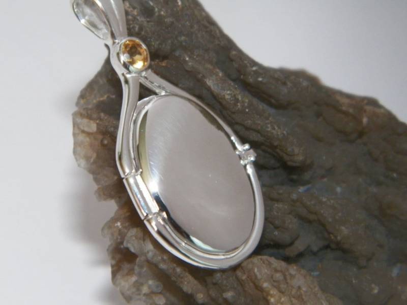 Hand Made in Usa 41 Mm-20 Mm Handgefertigt 925 Sterling Silber 4 Gelb Citrin Medaillon H2O Just Water Mermaids von FRIENDSJEWELRYinc