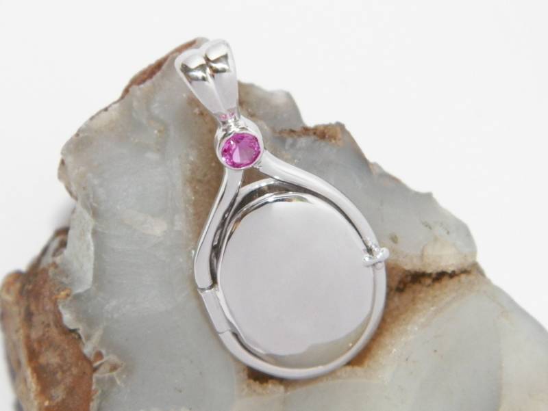 Hand Made in Usa 41 Mm-20 Mm Handgefertigt 925 Sterling Silber 4 Lab Erstellt Pink Sapphire H2O Just Wasser Meerjungfrauen Anhänger Medaillon von FRIENDSJEWELRYinc