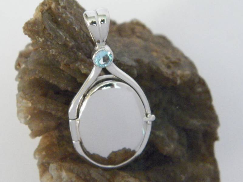Hand Made in Usa 41 Mm-20 Mm Handgefertigt 925 Sterling Silber 4Mm Echte Aquamarin Medaillon H2O Nur Wasser Meerjungfrauen Anhänger Hinzufügen von FRIENDSJEWELRYinc