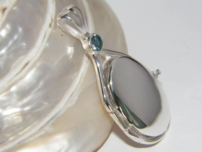 Hand Made in Usa 41 Mm-20 Mm Handgefertigte 925 Sterling Silber 4 Echte London Blautopas Medaillon H2O Just Add Wasser Meerjungfrauen von FRIENDSJEWELRYinc