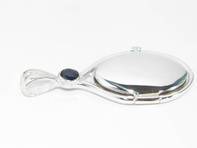 Hand Made in Usa 41 Mm-20 Mm Handgefertigte Solid 925 Sterling Silber 4 Lab Sapphire Medaillon H2O Just Add Water Mermaids Anhänger-Kette Option von FRIENDSJEWELRYinc