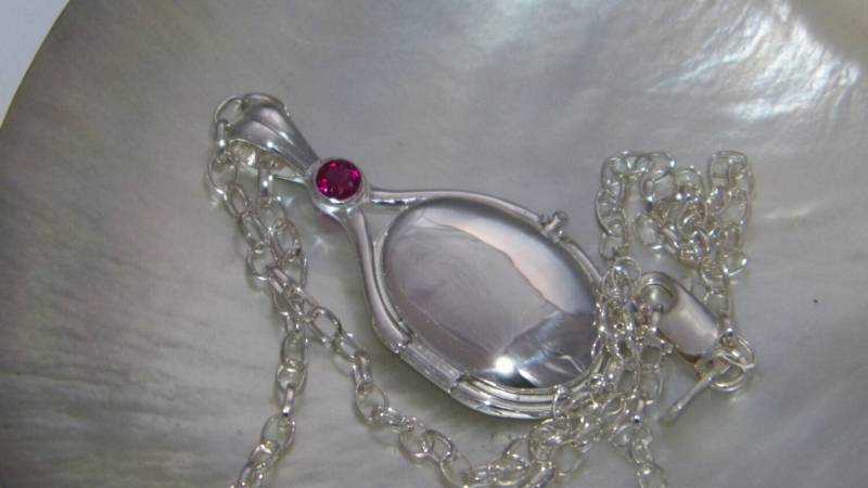 Hand Made in Usa 41 Mm-20 Solid 925 Sterling Silber 4 Mm Rot Cubic Zirconia H2O Einfach Wasser Meerjungfrauen Anhänger -Kette Option Hinzufügen von FRIENDSJEWELRYinc