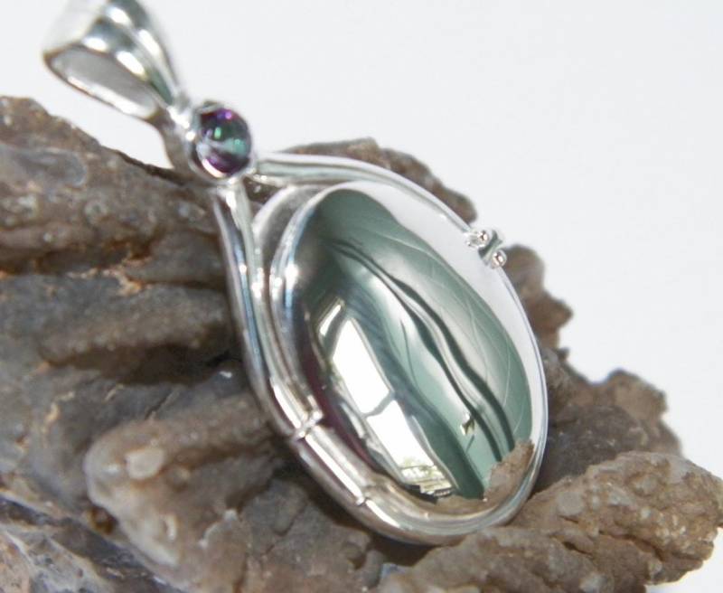 Hand Made in Usa 41 Mm-20 Mm Handgefertigte 925 Sterling Silber H2O Medaillon Anhänger 4 Natürliche Mystic Grüner Topas-Ketten-Option von FRIENDSJEWELRYinc