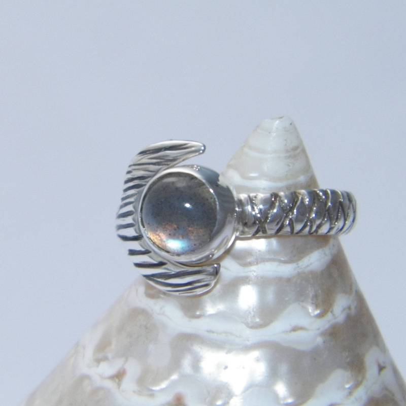 Hand Made in Usa H2O Just Add Wasser Mako Mermaid Tail Ring Natürliche Labradorit Cabochon-Custom Size von FRIENDSJEWELRYinc