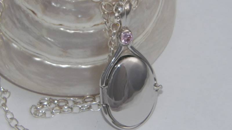 Hand Made in Usa Solid 925 Sterling Silber 4 Mm Rosa Cz Locket H2O Einfach Wasser Meerjungfrauen Anhänger Handcrafted von FRIENDSJEWELRYinc