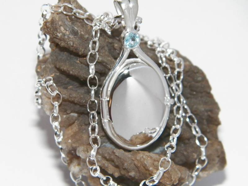 Hand Made in Usa Solid 925 Sterling Silber 41 Mm-20 Mm Handgefertigte H2O Einfach Wasser Meerjungfrauen 4 Natürlichen Aquamarin von FRIENDSJEWELRYinc