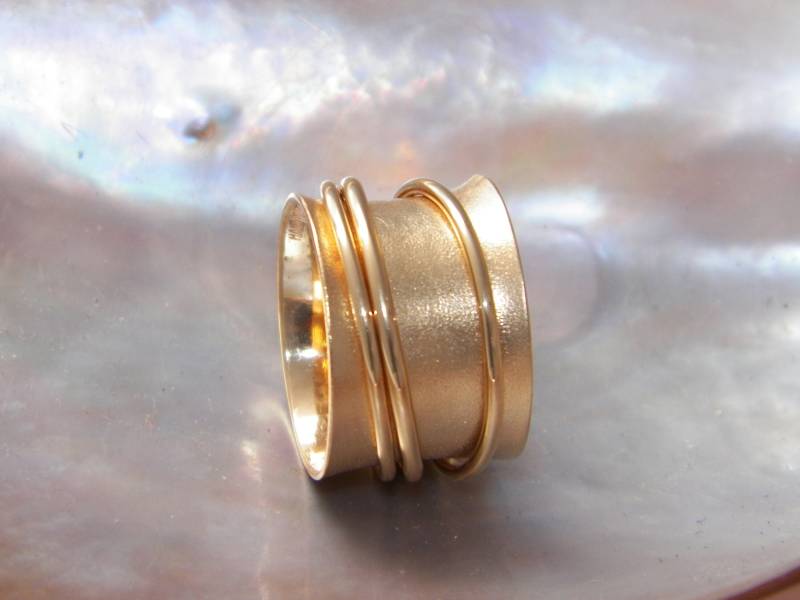 Hand Made.925 Sterling Silber Drei Spinner Ring 14 K 1 Mikron Gold Überzogen-Sondergröße von FRIENDSJEWELRYinc