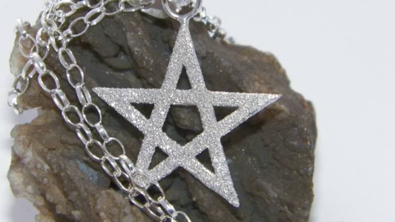 Hand Made.925 Sterling Silber Stardust Pentagramm Halskette Verstellbare Kette 18.5 " von FRIENDSJEWELRYinc
