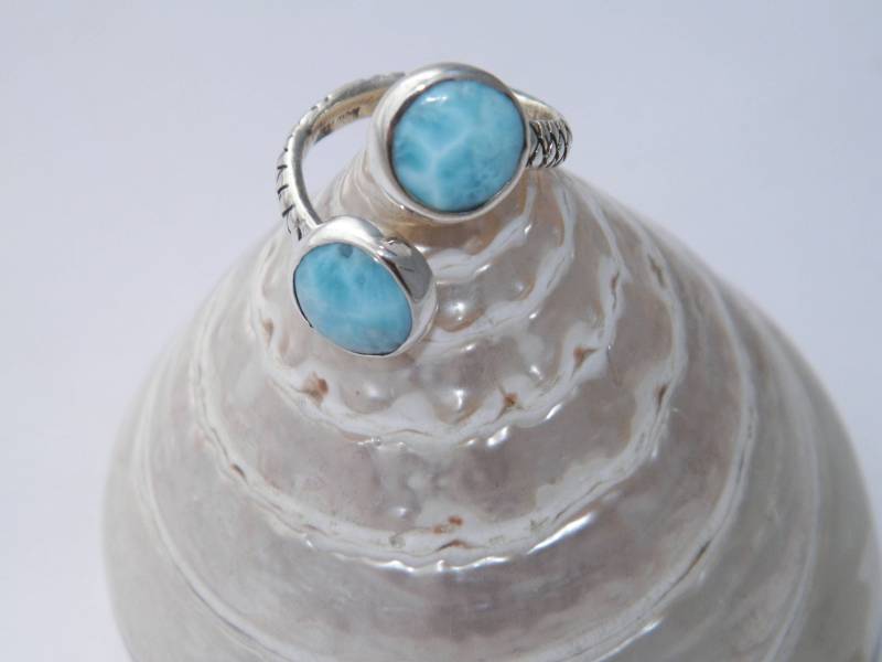 Hand Made.925 Sterling Silber Und Ozean Blau Natürliche Larimar Steine Ring - Custom Größe von FRIENDSJEWELRYinc