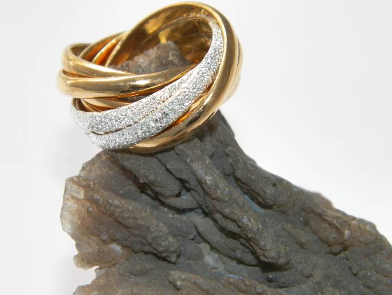 Handcrafted.925 Sterling Silber 7 Bands Rolling Ring 18 K Gold Plated Und 2 Band Stardust Finished Ehering-Custom Size von FRIENDSJEWELRYinc