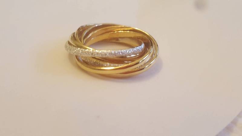 Handcrafted.925 Sterling Silber 7 Bands Rolling Ring 18 K Vergoldet Und 2 Stardust Finished Ehering von FRIENDSJEWELRYinc