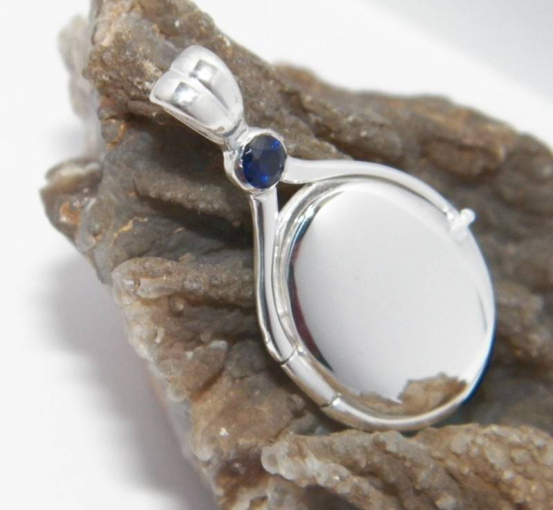 Handgefertigt in Den Usa 41 Mm-20 Mm 925 Sterling Silber 4 Rund Lab Erstellt Blauer Saphir Locket H2O Just Add Wasser Meerjungfrauen Anhänger von FRIENDSJEWELRYinc