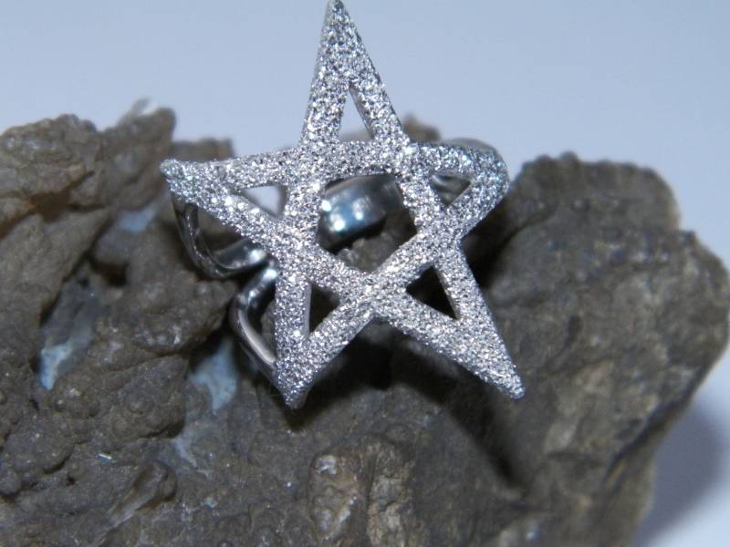Handgefertigt in Den Usa Handgefertigte 925 Sterling Silber Stardust Pentagram Ring-Custom Size von FRIENDSJEWELRYinc