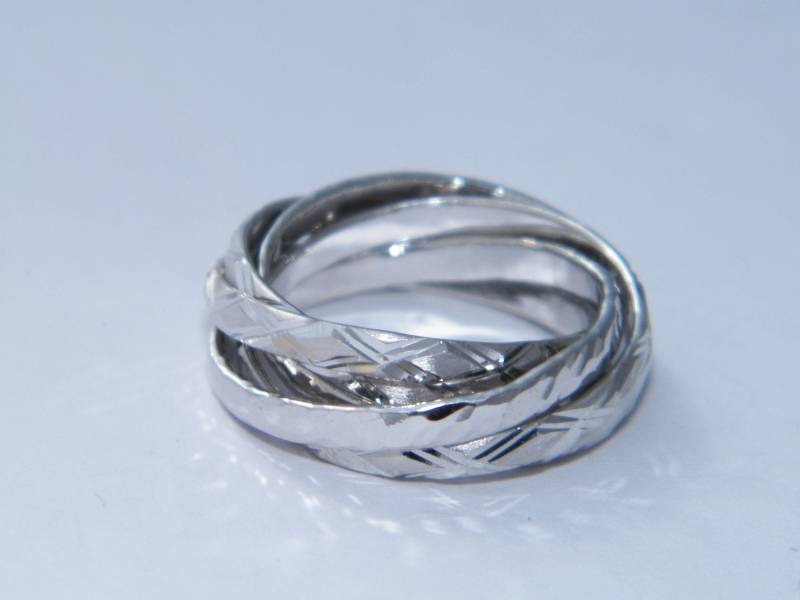 Handgefertigt925 Sterling Silber Ineinandergreifende 5 Bänder Rolling Ring Ehering-Größe Us 8, 5 von FRIENDSJEWELRYinc