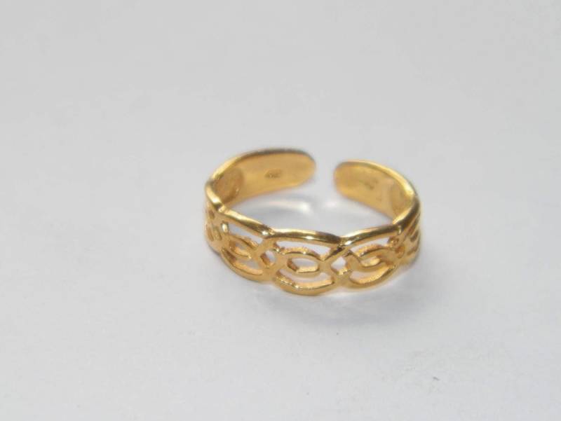 Handgefertigte 18 K Gold Plate Over.925 Sterling Silber Toe, Cnuckle Ring Einstellbar von FRIENDSJEWELRYinc