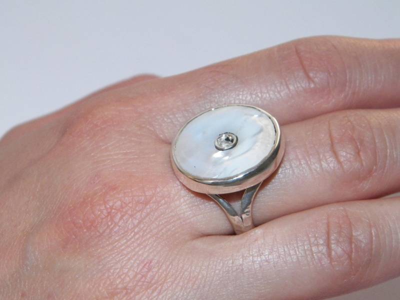 Handgefertigte Artisan .925 Sterling Silber Echtes Perlmutt Ring-Custom Size von FRIENDSJEWELRYinc