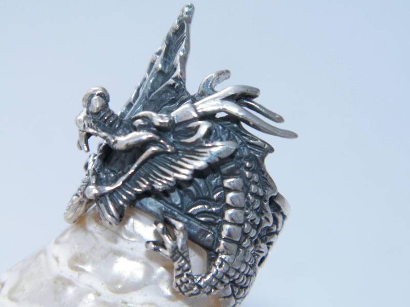 Handgefertigte Kunst Massive 925 Sterling Silber Mit Drachen Design Ring-Custom Size von FRIENDSJEWELRYinc