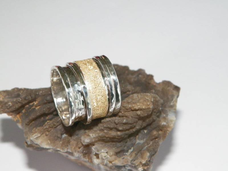 Handgefertigter 925 Sterling Silber Spinner Ring Vergoldet Größe Us 8.5 von FRIENDSJEWELRYinc