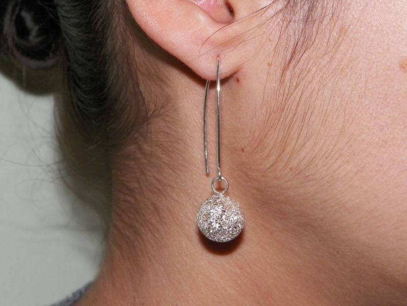 Handgefertigtes Stardust Design .925 Sterling Silber Baumeln Sphera Ohrringe von FRIENDSJEWELRYinc