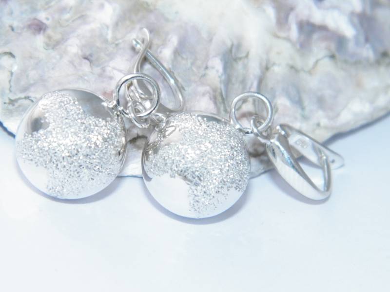 Handgemachte 925 Sterling Silber Lever Back Ohrhänger Kugel Pentagramm Stardust von FRIENDSJEWELRYinc