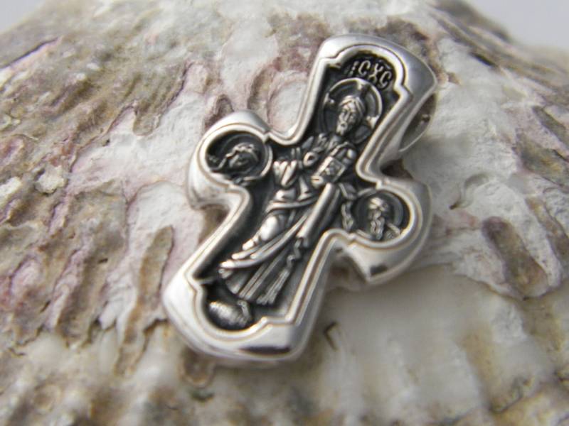 Handgemachtes Zweiseitiges .925 Oxidiertes Massives Sterlingsilber-Östlich-Orthodoxes Kreuz Handgemachtes Zweiseitiges .925 Oxidiertes Massives Sterlingsilber-Östlich-Orthodoxes Kreuz von FRIENDSJEWELRYinc