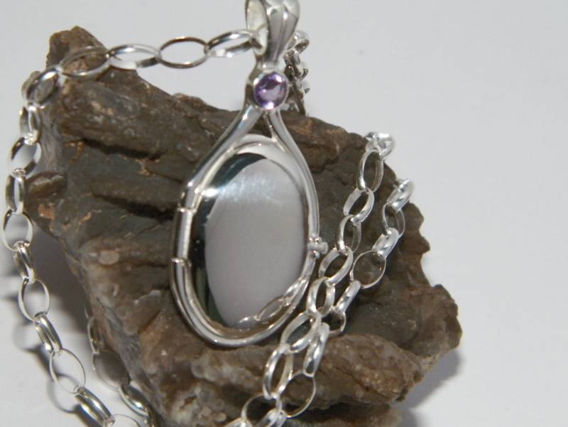 Handgemachte in Den Usa 41 Mm-20 Mm Handgefertigte Solid 925 Sterling Silber H2O Meerjungfrauen Anhänger 4 Natürliche Amethyst Medaillon von FRIENDSJEWELRYinc