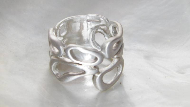 Handgemachter 925 Sterling Silber Damen Freeform Mode Ring Unikat Band Satin Veredelt von FRIENDSJEWELRYinc