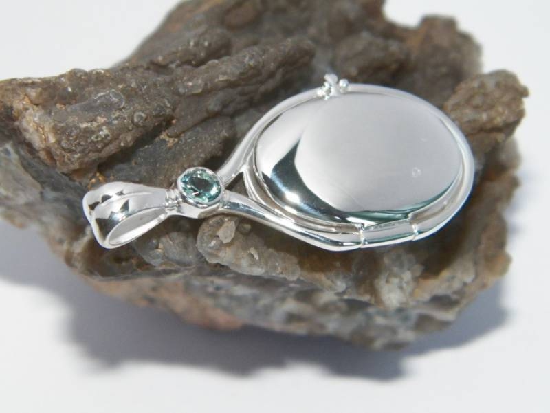 Made in Usa 41 Mm-20 Mm Handgefertigte H2O Meerjungfrauen Anhänger 925 Sterling Silber 4 Aquamarin Medaillon von FRIENDSJEWELRYinc