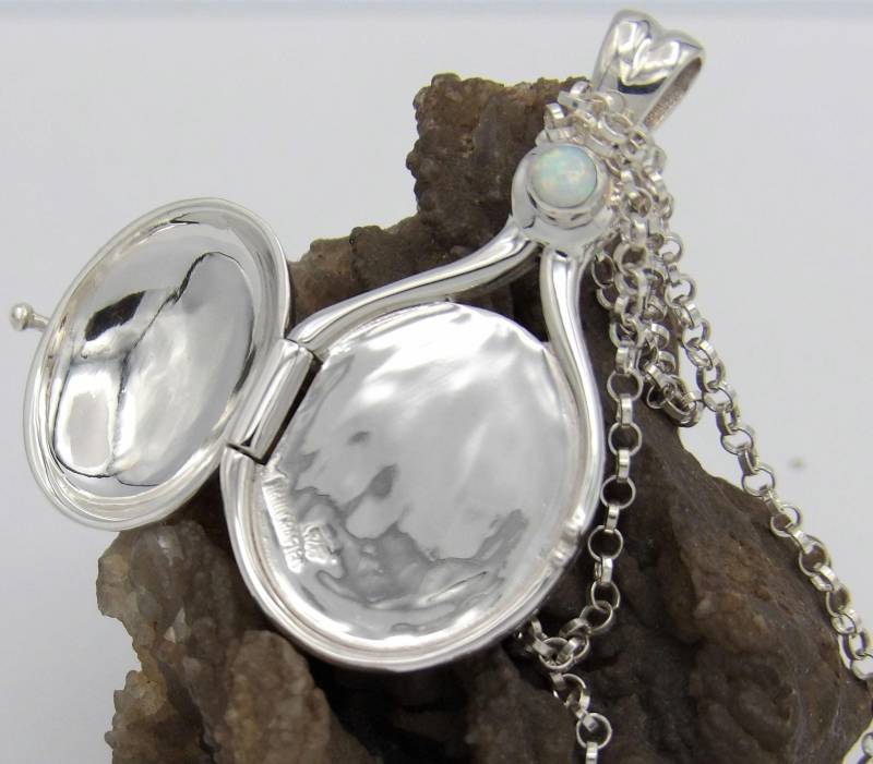 Neu Hand Made in Usa Solid 925sterling Silber H2O Locket Lab Erstellt Opal Just Add Wasser Gestempelt Handcrafted.925 von FRIENDSJEWELRYinc
