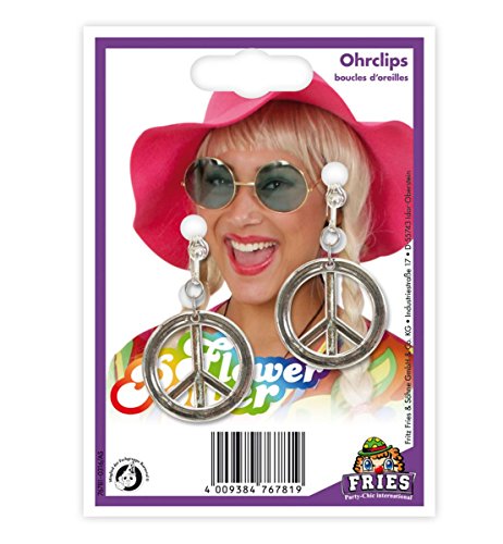 Fries Hippie-Ohrringe, Peace-Zeichen in Silber mit Clip von FRIES