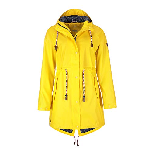 FRIESEN Friesennerz Damen Regenjacke 'Oh! Nass'is!' II mit Innenfutter - Regenmantel Outdoorjacke Regenparka wasserdicht modisch tailliert in Gelb Größe 52/54 von FRIESEN Friesennerz
