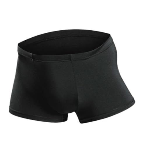 FRINZA Herren Unterwäsche aus Baumwolle Atmungsaktive Herrenunterwäsche Boxer Brief Ice Silk Explosion Style Ultra-Dünn Atmungsaktiv Men Underwear Ice Silk Pure Color Transparent Flat Angle(Svart,4XL) von FRINZA
