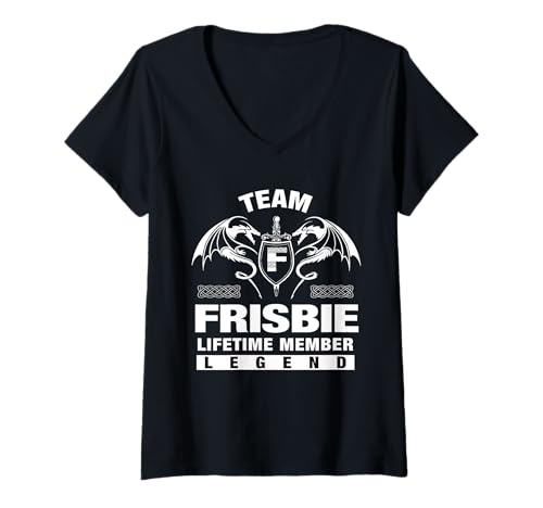 Damen Team FRISBIE - Lebenslange Mitgliedsgeschenke T-Shirt mit V-Ausschnitt Damen Team FRISBIE - Lebenslange Mitgliedsgeschenke T-Shirt mit V-Ausschnitt von FRISBIE FAMILY Idea Gifts
