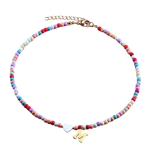 26 Initialen-Perlenketten für Frauen Halsketten für Frauen AZ 26 Alphabet-Initialen-Perlenketten für Frauen und Mädchen Holz Halsketten Für Herren (M, One Size) von FRMUIC