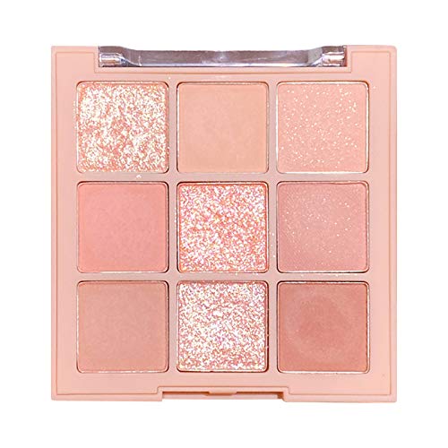 9 Farben Lidschattenpalette- Buntes, schimmerndes Lidschatten-Puder-Makeup, hochpigmentiert, kreiert einen neutralen Augenaufschlag (B, One Size) von FRMUIC